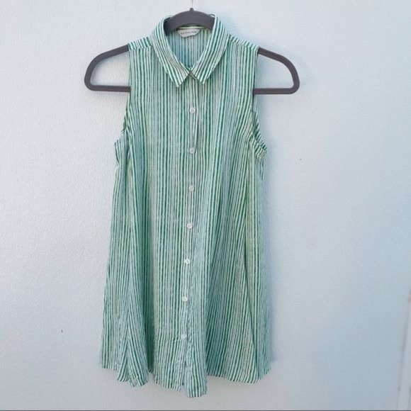 *50% OFF! Anthropologie 11-1-tylho tunic top striped green - Picture 1 of 6